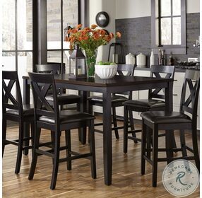 Thornton II Black And Brown 7 Piece Counter Height Dining Set