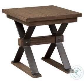 Sonoma Road Weathered Beaten Bark And Antique Pewter Metal End Table