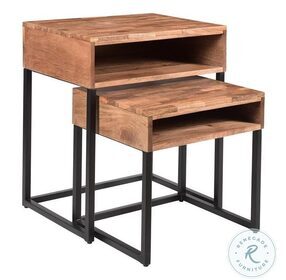 BakerS Natural And Black Nesting Tables Set Of 2