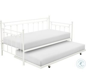 Lorena White Metal Twin Daybed with Trundle