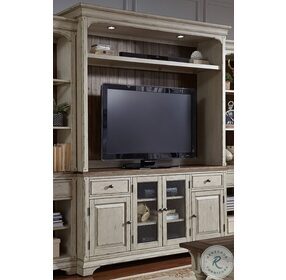 Morgan Creek Antique White And Wire Brushed Tobacco Entertainment Center