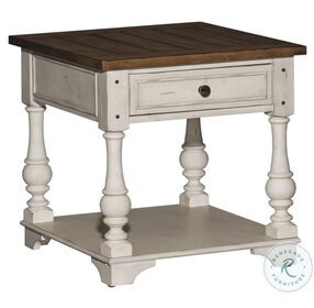 Morgan Creek Antique White And Wire Brushed Tobacco Accent End Table