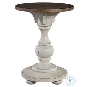 Morgan Creek Antique White And Wire Brushed Tobacco Chairside Table