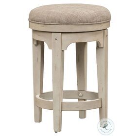 Morgan Creek Antique White And Wire Brushed Tobacco Swivel Console Stool