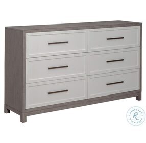 Palmetto Heights Shell White And Driftwood 6 Drawer Dresser