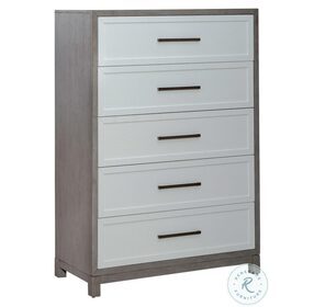 Palmetto Heights Shell White And Driftwood 5 Drawer Chest