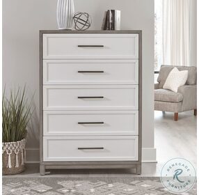 Palmetto Heights Shell White And Driftwood 5 Drawer Chest