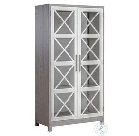 Palmetto Heights Two Tone Shell White and Driftwood Bunching Display Cabinet