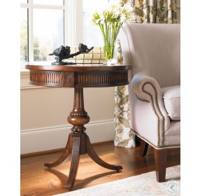 Medium Wood Round Pedestal Accent Table