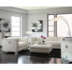 Chaviano Pearl White Tufted Living Room Set