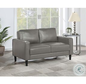 Ruth Gray Track Arm Faux Leather Loveseat