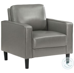 Ruth Gray Track Arm Faux Leather Accent Chair