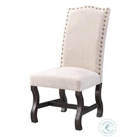 Beca Dark Brown And Cream Upholstered Dining Accent Chair Set Of 2