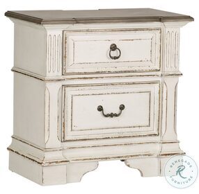 Abbey Park Antique White 2 Drawer Nightstand