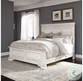 Abbey Park Antique White King Panel Bed