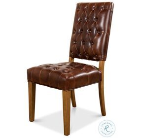 Brady Brown Leather Side Chair Set Of 2