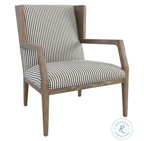 York Gray And Blue Striped Accent Chair