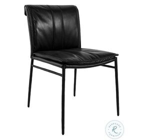 Mayer Black Leather Dining Chair Set of 2