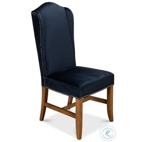 53028 Blue High Back Velvet Dining Chair Set Of 2