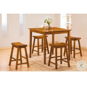 Saddleback Oak 5 Piece Counter Height Dining Set