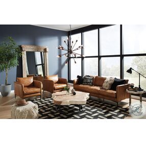 Abigail Tan Leather 85" Living Room Set