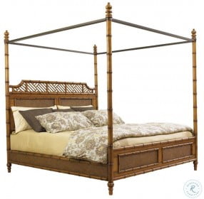 Island Estate Plantation Brown West Indies King Poster Canopy Bed