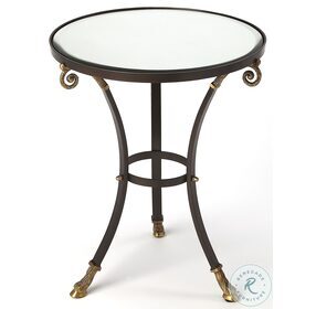 Meurice Black Glass and Metal Accent Table
