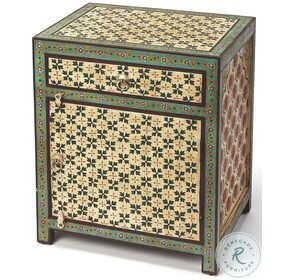 Perna Greens and Beige Hand Painted Chest