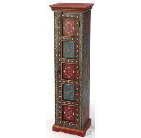 Amir Red Hand Painted Tall Cabinet