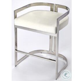 Bravo Nickel And White Faux Leather Counter Height Stool