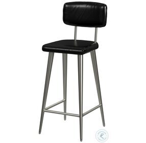 Saddle Black Leather Counter Height Stool