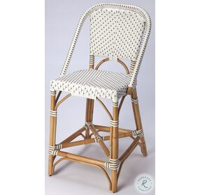 Solstice White And Tan Rattan Counter Height Stool
