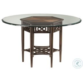 Royal Kahala Dark Coffee And Rich Gold Sugar And Lace Glass Top 54" Dining Table