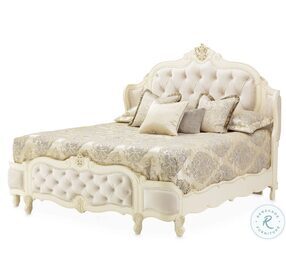 Lavelle Classic Pearl And Ivory Wingback Queen Upholstered Panel Bed