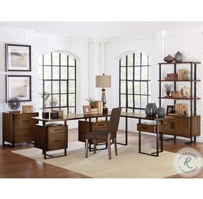 Sedley Walnut And Rustic Black Home Office Set