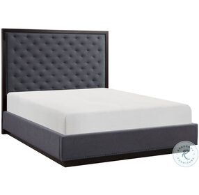 Larchmont Charcoal California King Upholstered Panel Bed