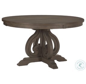 Toulon Distressed Dark Oak Round Pedestal Dining Table