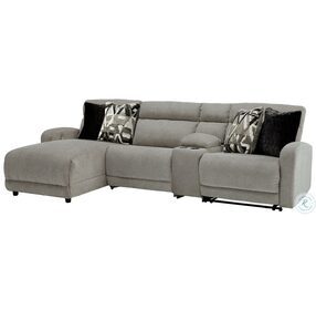 Colleyville Stone 4 Piece Power Reclining Sectional with LAF Chaise And Console