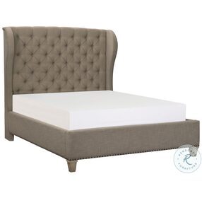 Vermillion Neutral Tone Cream Cal. King Upholstered Panel Bed