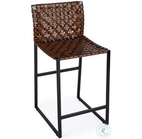 Urban Brown Woven Leather Counter Height Stool
