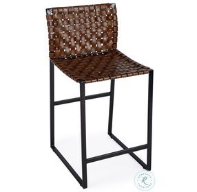 Urban Brown Woven Leather Counter Height Stool