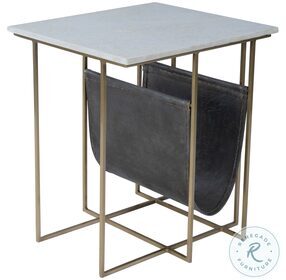 Stephanik White Marble And Leather Magazine Table