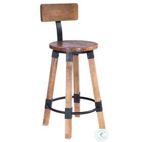 Masterson Natural Wood And Metal Counter Height Stool