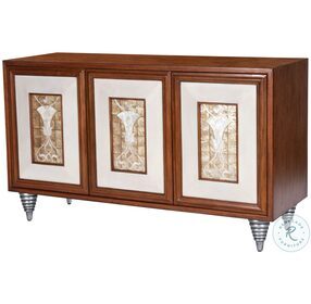 Shelly Leather Capiz Shell Inlay And Wood Sideboard