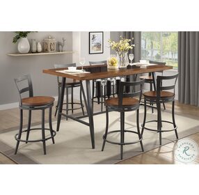 Selbyville Light Cherry And Gunmetal Counter Height Dining Room Set