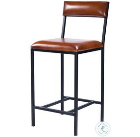 Lazarus Brown Leather And Metal Counter Height Stool