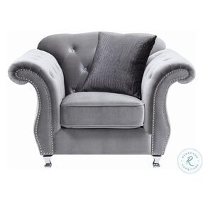 Frostine Silver Velvet Chair