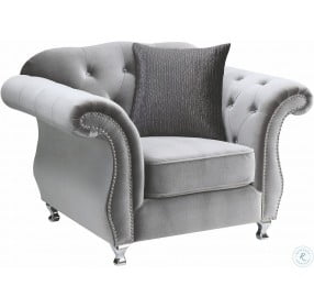 Frostine Silver Velvet Chair
