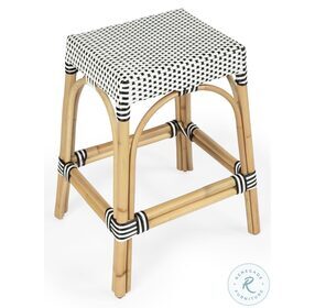 Robias Black And White Rattan Counter Height Stool