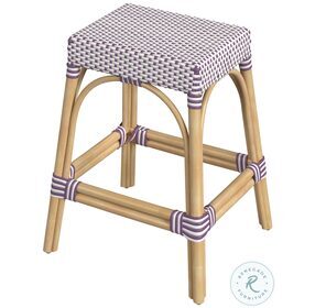 Tobias Distressed White and Purple Rattan 24" Counter Height Stool
